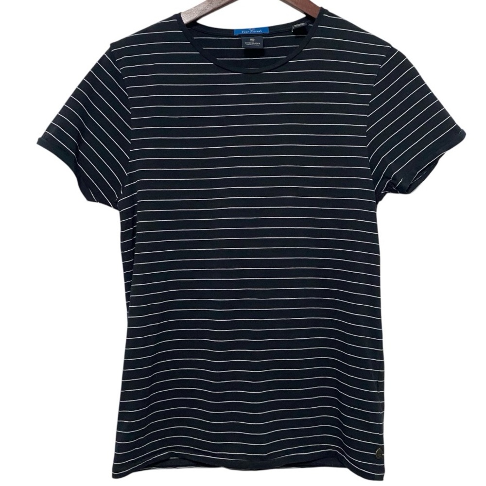 Scotch & Soda Striped Short Sleeve Casual Womens Shirt Size Small Crew Cotton